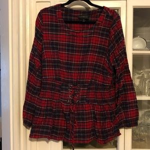 Red plaid shirt with corset waist size 20